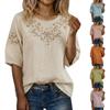 Chemise Femme Manches Cinq-quarts Printemps Et Été Haut Ample Chemise Brodée