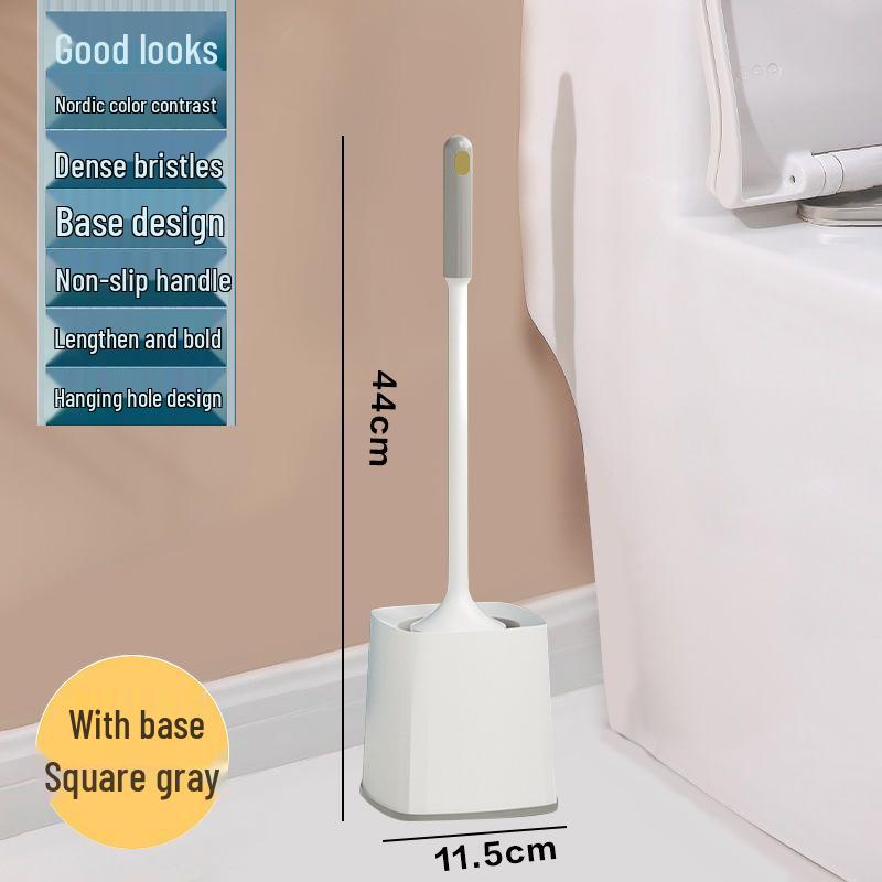 Wall-Mounted Bathroom Toilet Brush Set with Base - No Dead Corner Cleaning Solution