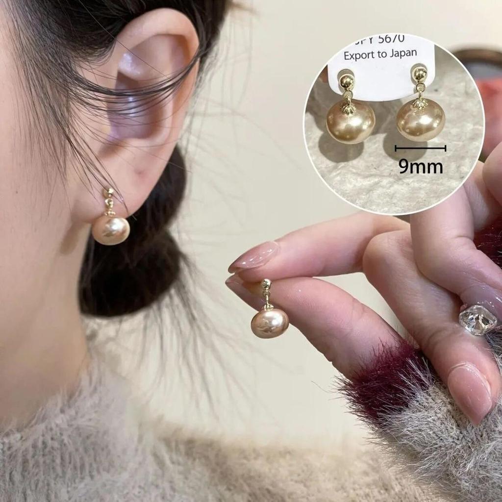 Boucles d'oreilles puces Perle Grise Tempéramentale - Luxe Léger, Polyvalentes & Rétro, Nouvelles pour Automne/Hiver 2023, Petit Design Aiguille Argent.