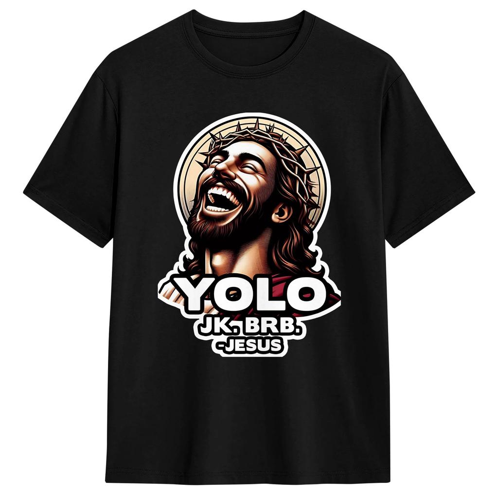 Casual TShirt Summer Easter Yolo Jk BRB Jesus Trendy Cool T Shirts Cotton Tshirt for Unisex YK Retro Short Sleeve Top Tees