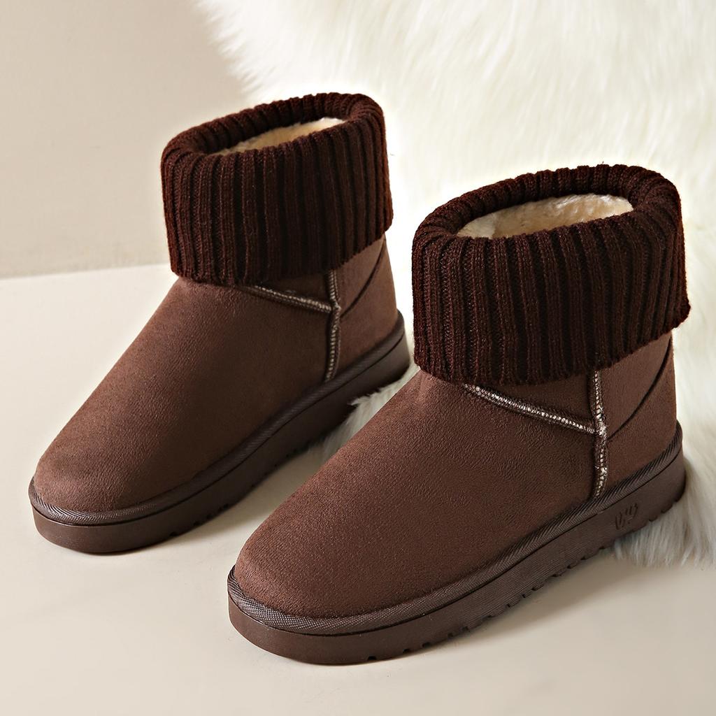 Foreign trade Korean version of fashion knitted wool flanged cotton boots cotton shoes, fashion snow boots cotton shoes 2025 supply