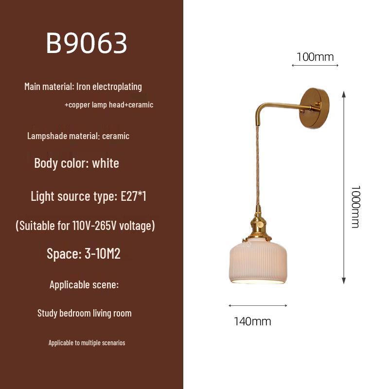 Elegant All-Copper Glass Wall Lamp: Creative Crystal Decor for Hotel Bedrooms and Staircases