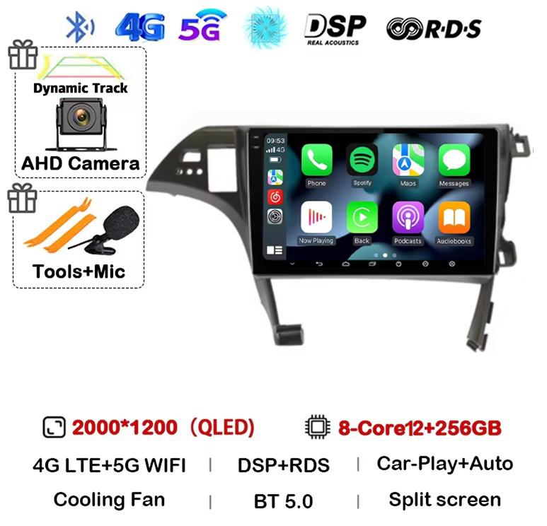 Android 14 Carplay Auto For Toyota Prius XW30 2009 2010 2011 2012 2013 2014 2015 Car Radio GPS Stereo Multimedia Player BT DSP