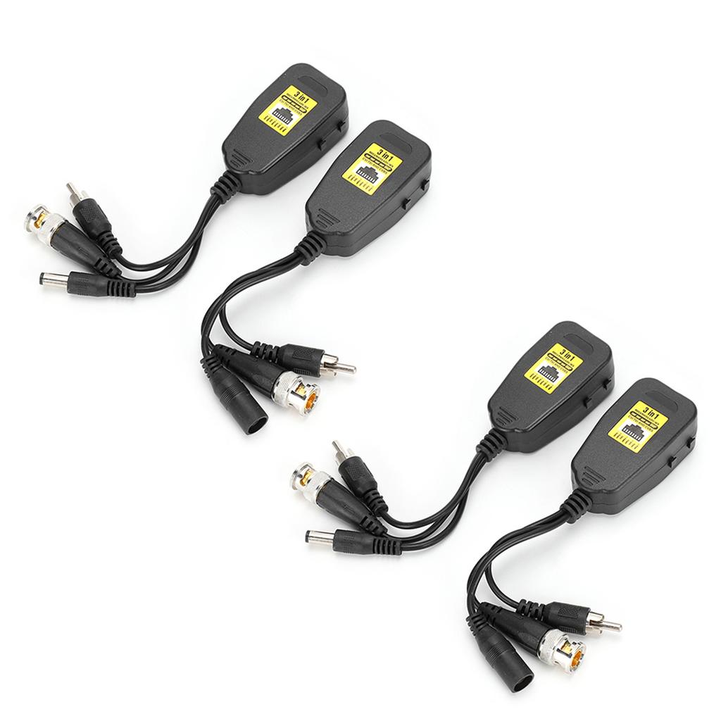2Pair 3 In 1 PowerVideoAudio Balun Connector Transmitter 8MP CVi AHd TVi CVBS