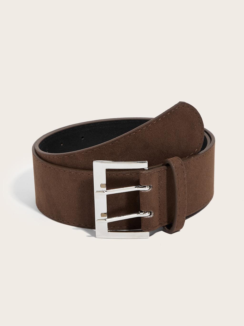 Womens Retro Melad Style Wide Belt With Square Snap Button For Casual Dress And Chic Look темно-коричневого