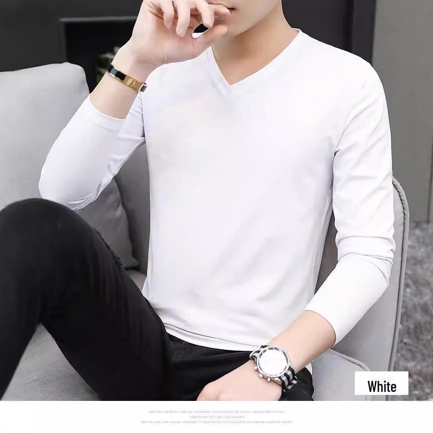 2021 Men's Trendy V-Neck Long-Sleeve T-Shirt for Autumn/Winter