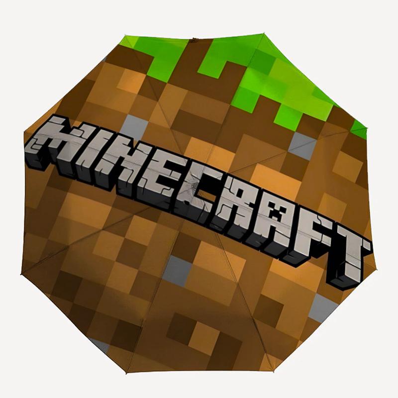

1PC Minecraft Pattern Automatic Folding Umbrella, Portable Collapsible Design, Casual Outdoor Accessory, For All Seasons, Christmas Birthday Festival