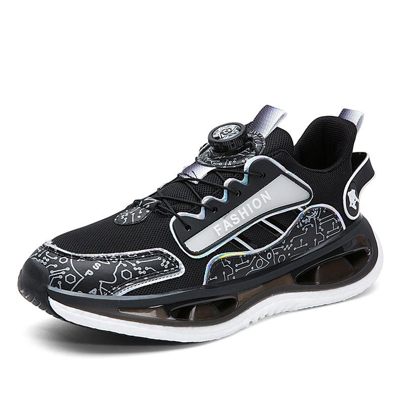 New Men's Shoes Mesh Breathable Sneakers Fashion Trendy Shoes Casual Students Rotating Buttons Running Shoes Men's