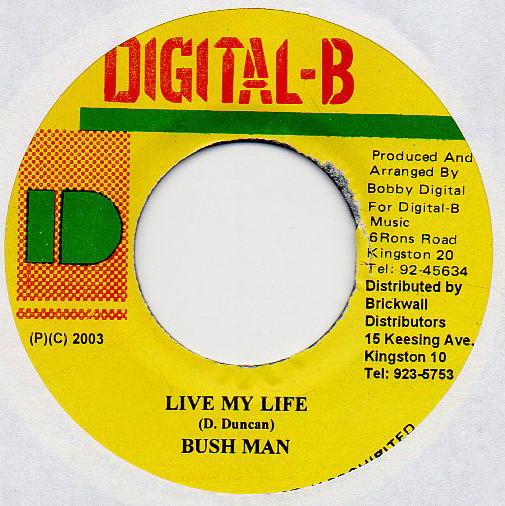 7inch Record BUSHMAN - Live My Life NONE Digital-B 2003 US Reggae, Ska & Dub Used
