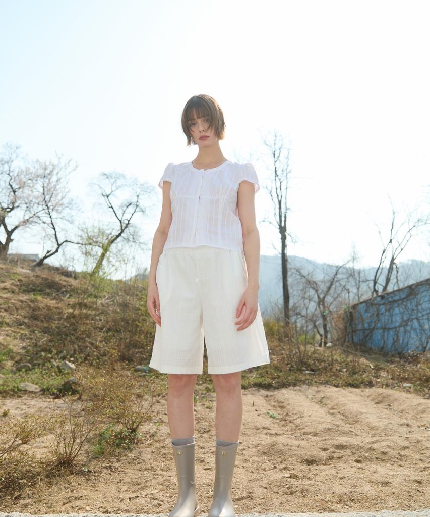 WIOE Lace Check Half Pants_White
