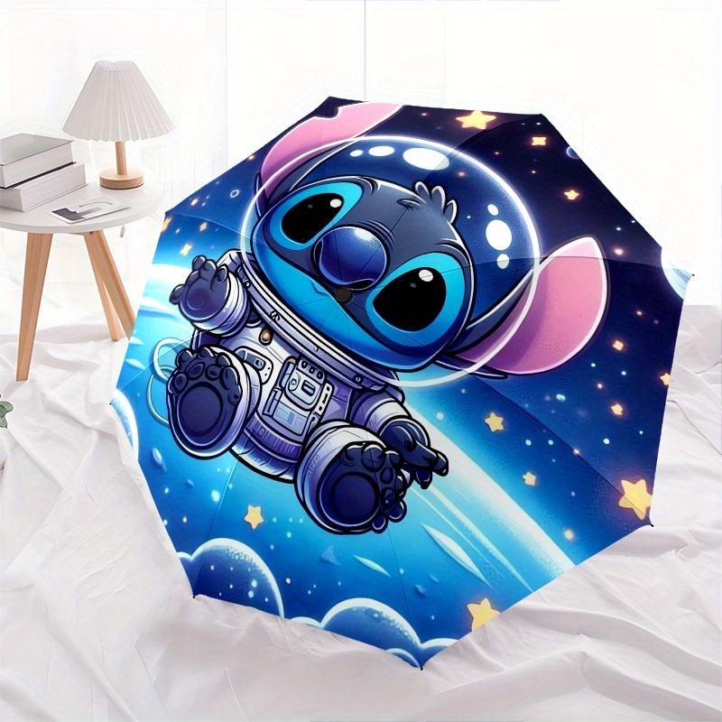 Stitch,space Themed folding umbrella, the best choice for gift giving, 8 ribs, casual, durable, lightweight and portable travel umbrella, su