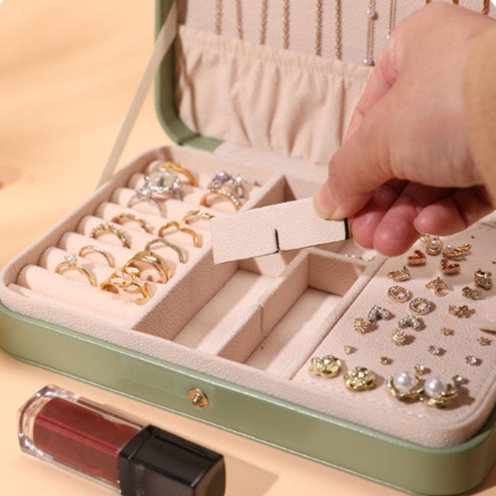 PU Schmuckaufbewahrungsbox Große Kapazität Halsketten-Aufbewahrungskoffer Schmuck-Vitrine Ringaufbewahrung