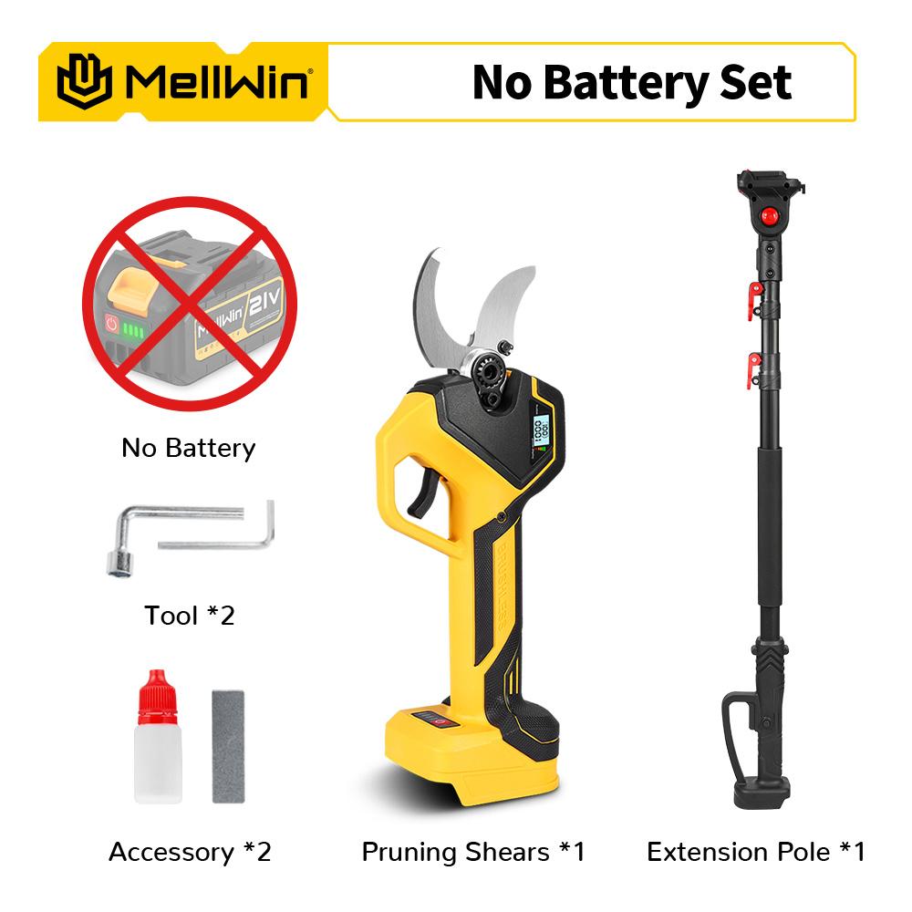MELLWIN 2IN1 Brushless Electric Pole Pruner Shear With 180CM Telescoping Pole Garden Pruner Shear Tool For Makita 18VBattery Pin