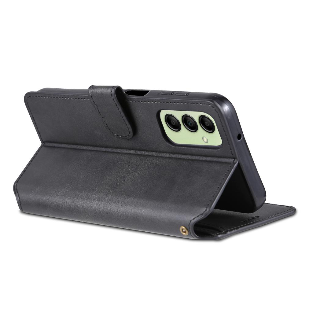 AZNS Drop-proof Phone Case For Samsung Galaxy A14 5G/A14 4G Calf Texture Leather Phone Wallet Cover Stand