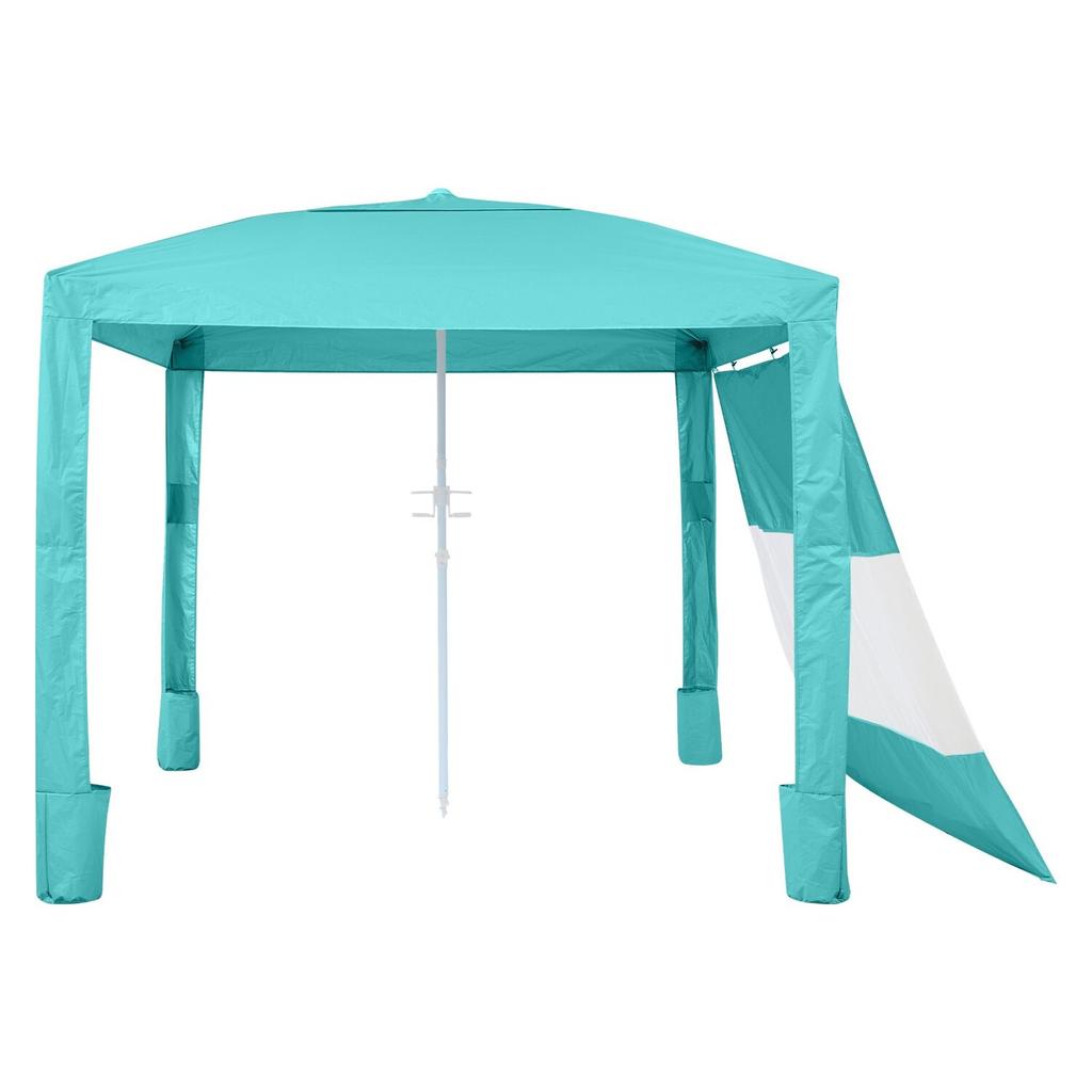 Beach Cabana, 2.4 X 2.4 M Beach Canopy with Side Wall, UPF 50+ Protection Easy Setup Cabana Tent with Sand Pockets, Adjustable Height Portable Shade