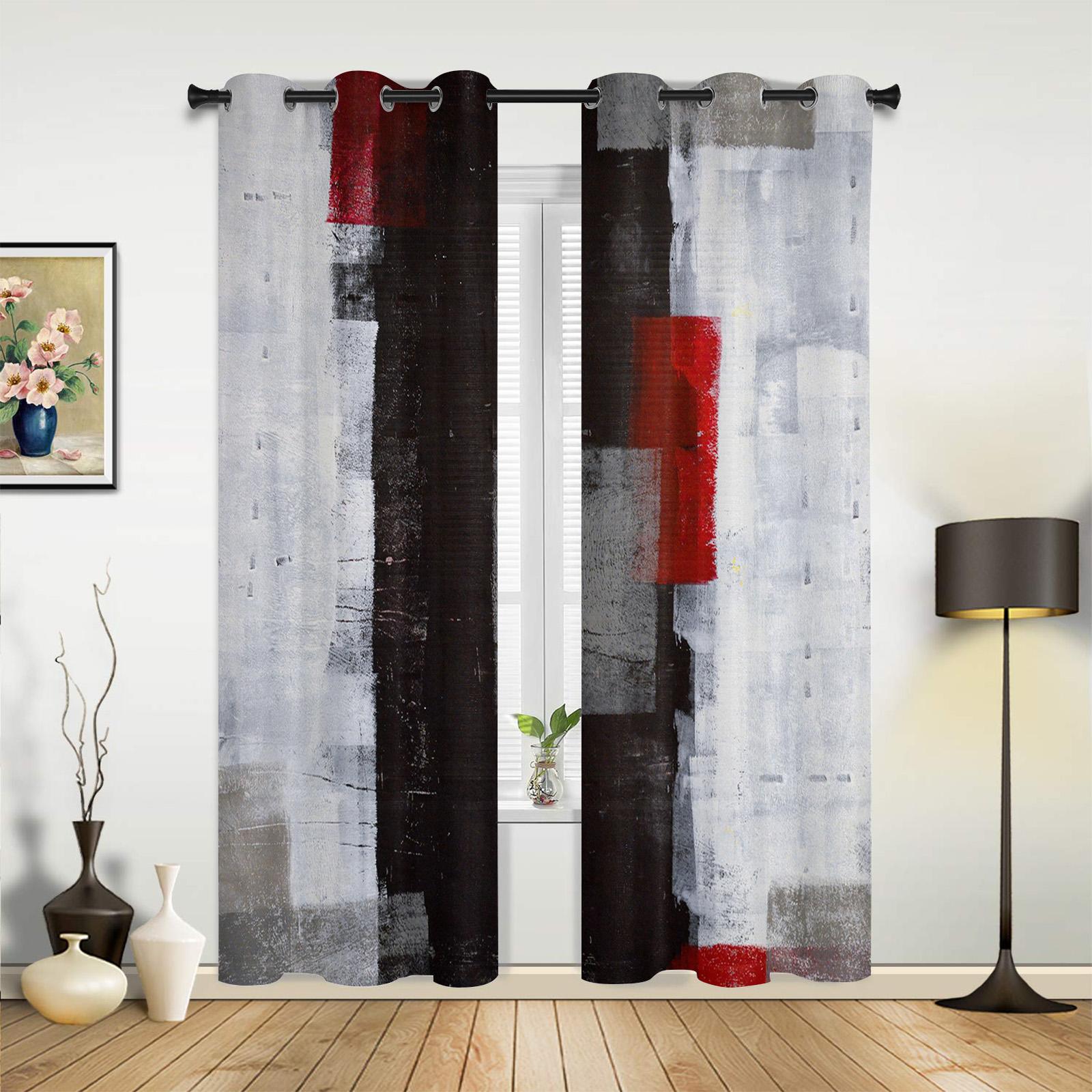 

Oil Painting Abstract Hand Painted Classic Window Curtains for Bedchamber Family Room Drapes Kitchen Area Kids Room Window Curtain Home Decoration 135W x 60H(cm) x1