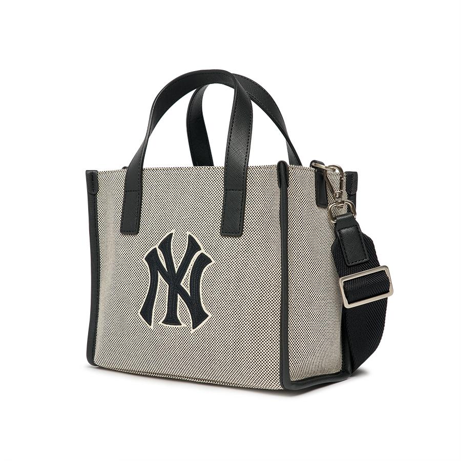 Mlb Basic Big Logo Canvas Small Tote Bag Ny (Black)