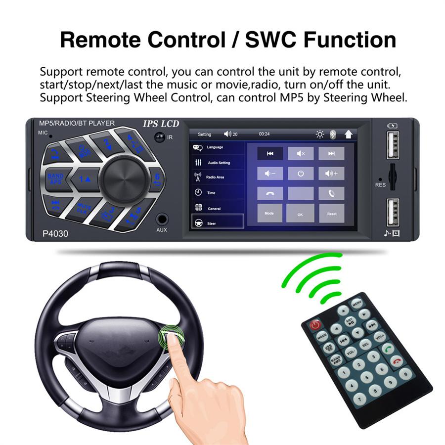 Car 3.8" IPS screen Bluetooth RMVB/MP5/Radio/Bluetooth Player FM Radio with  Dynamic Rear View Camera Support  Micophone