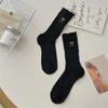 5 Pairs of Female Spring and Summer Thin Embroidery Bow Hollow Tube Stack Socks