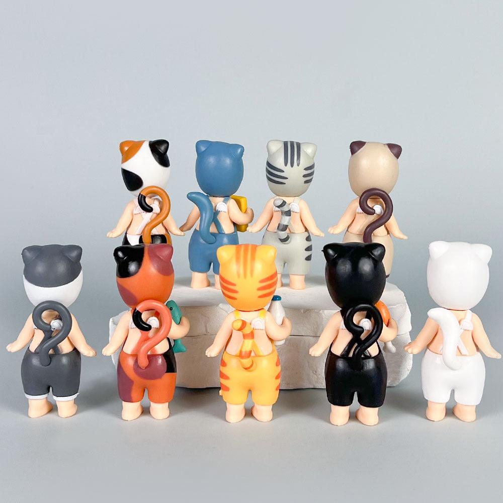 9pcs/set Cat Angel Life Action Figures Toys Ornaments Dolls for Fans Birthday Christmas Gifts