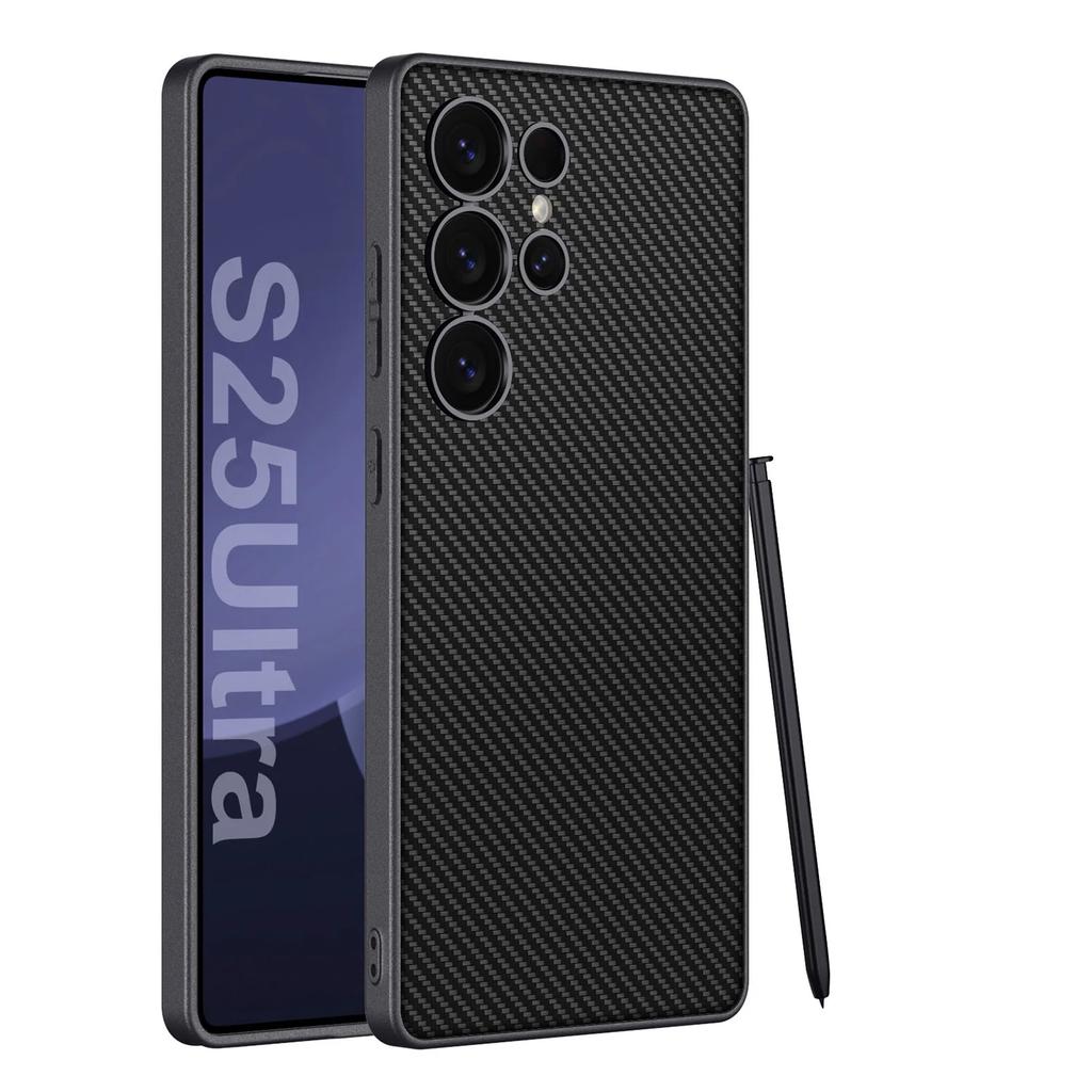 Kožené pouzdro s kovovým lakem pro Samsung Galaxy S23 S24 S25 Ultra Hard PC Shell Luxusní kůže S25 Ultra ochranný kryt