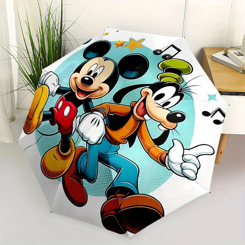 

Mickey Mouse, Goofy Automatic Opening and Closing Umbrella - 8 Ribs Portable Folding Umbrella with Plastic Handle, Suitable for Leisure and