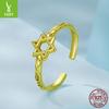Vintage Hexagram Open Ring, Fashion S925 Sterling Silver Lucky Pattern Ring