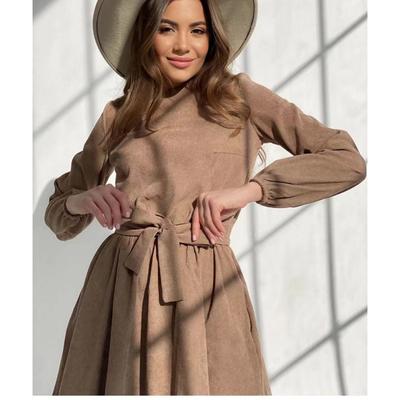 Damen Herbst Schnürkleid Midilänge Langarm Pullover Elegantes Kleid