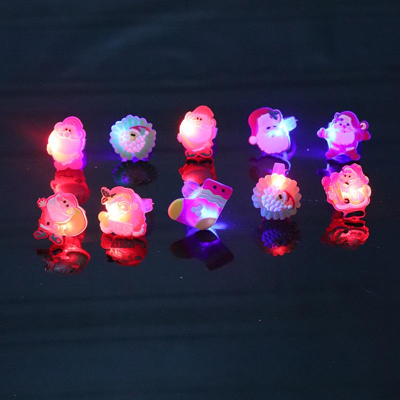 Children's Luminous Christmas Glitter Cartoon Ring Decorations