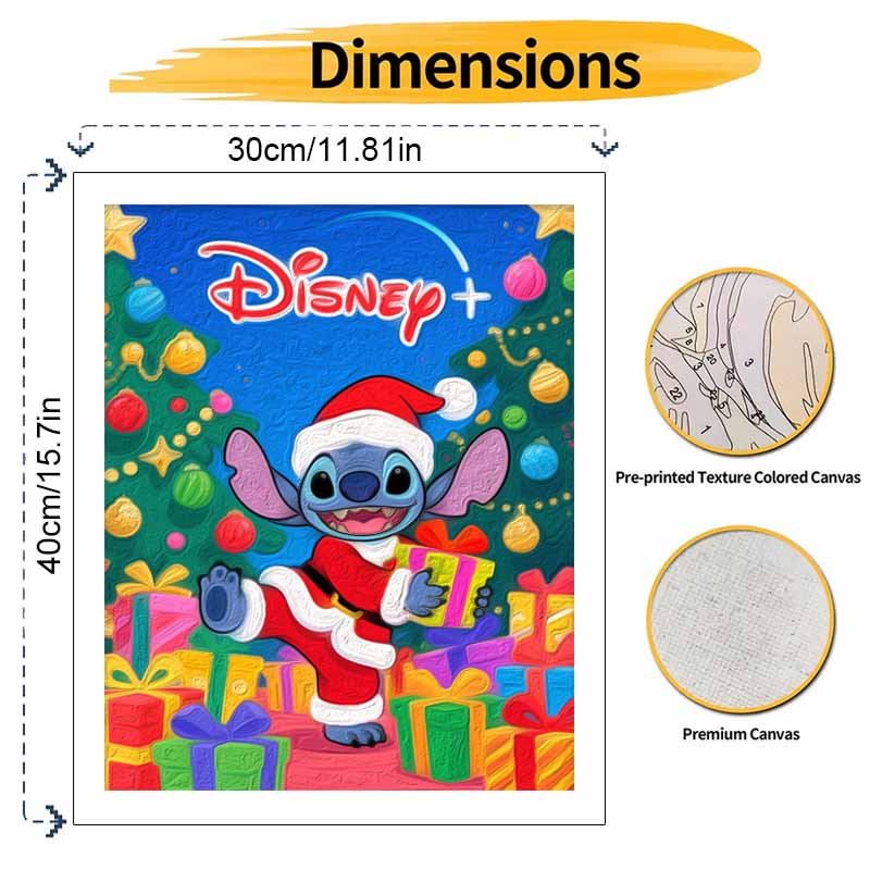 Disney Digital Oil Painting Stitch Christmas Theme Painting Art Handmade Diy Home Decorations