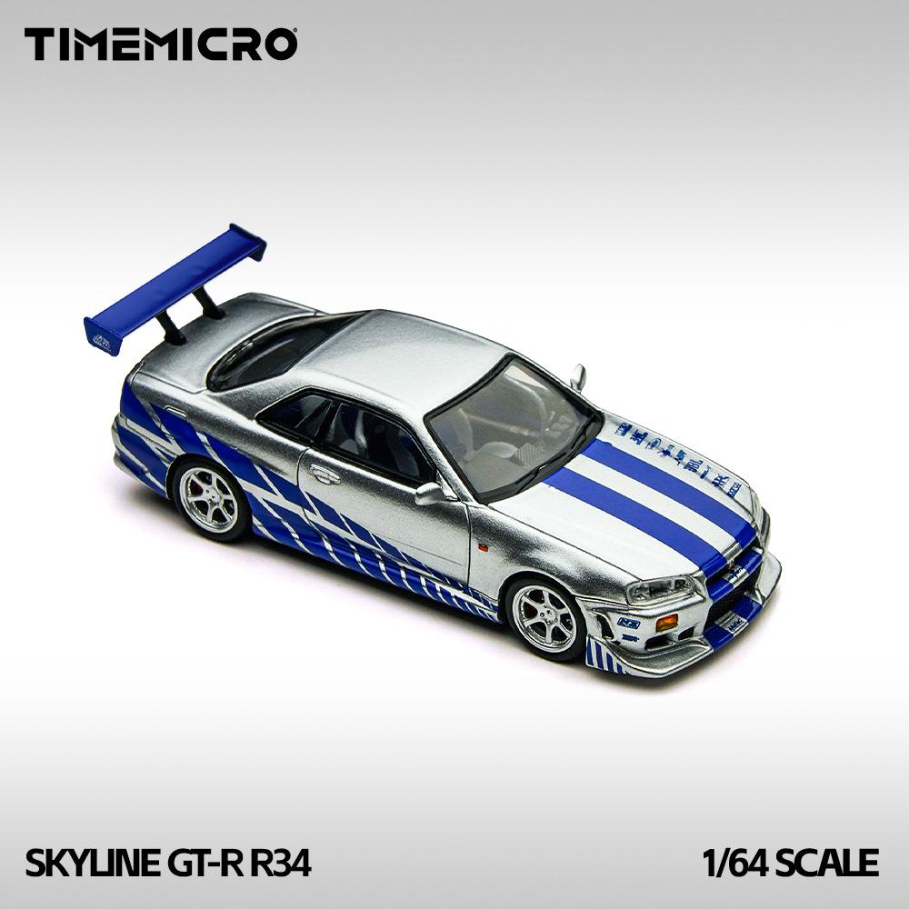 TimeMicro 1:64 Nissan Skyline GT-R R34 - Alloy Die-Cast Model Car, Official Licensed Collector‘s Display Piece