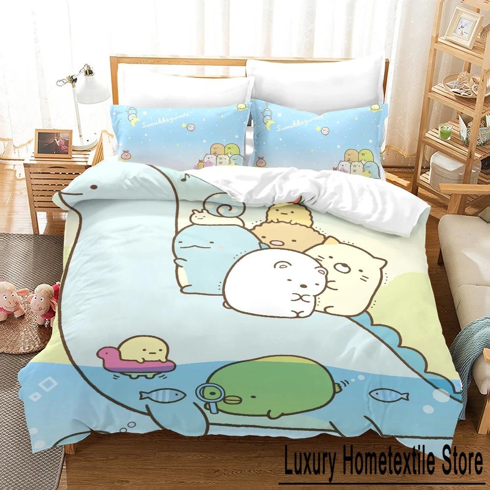 3D Printed Sumikko Gurashi Pattern Comforter Cover with Pillow Cover Bedding Set Single Double Twin Full Queen King Size Bed Set