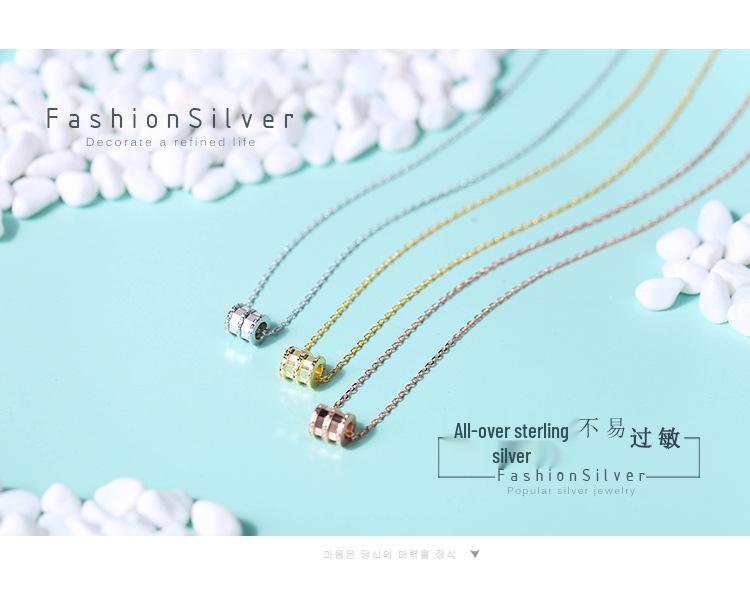 Su Chuang S925 Sterling Silver Clavicle Necklace with Laser-Carved Mirror Surface