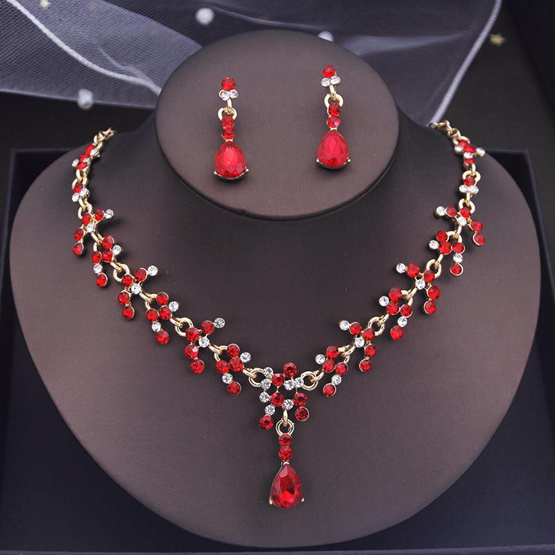 Fashion Pendants Necklace Earrings Sets for Women Flower Jewelry Set Bridal Wedding Choker Necklace Set Accessories