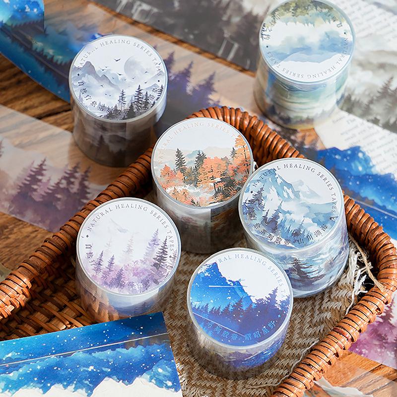 Cartoon Decorative Adhesive Tapes Natural Healing Series Pet Tape Masking Tape Stickers Creative Diy Decoration Tape Stickers