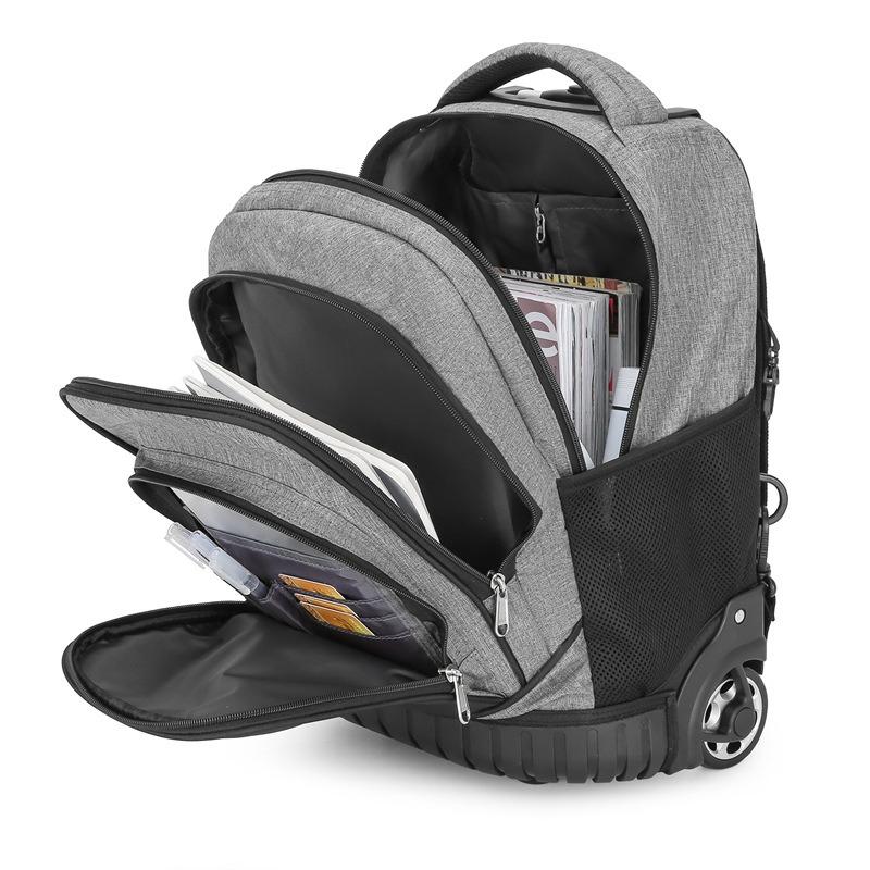 Unisex 18 Inch Wheeled Rolling Backpack for Students Travel Durable Luggage Bag