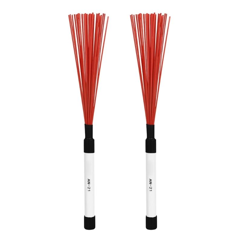 2Pcs Drum Brush Percussion Brushes Snare Brush Jazzes Drum Brushes Professional Nylon Wire Brush with Comfortable Handle