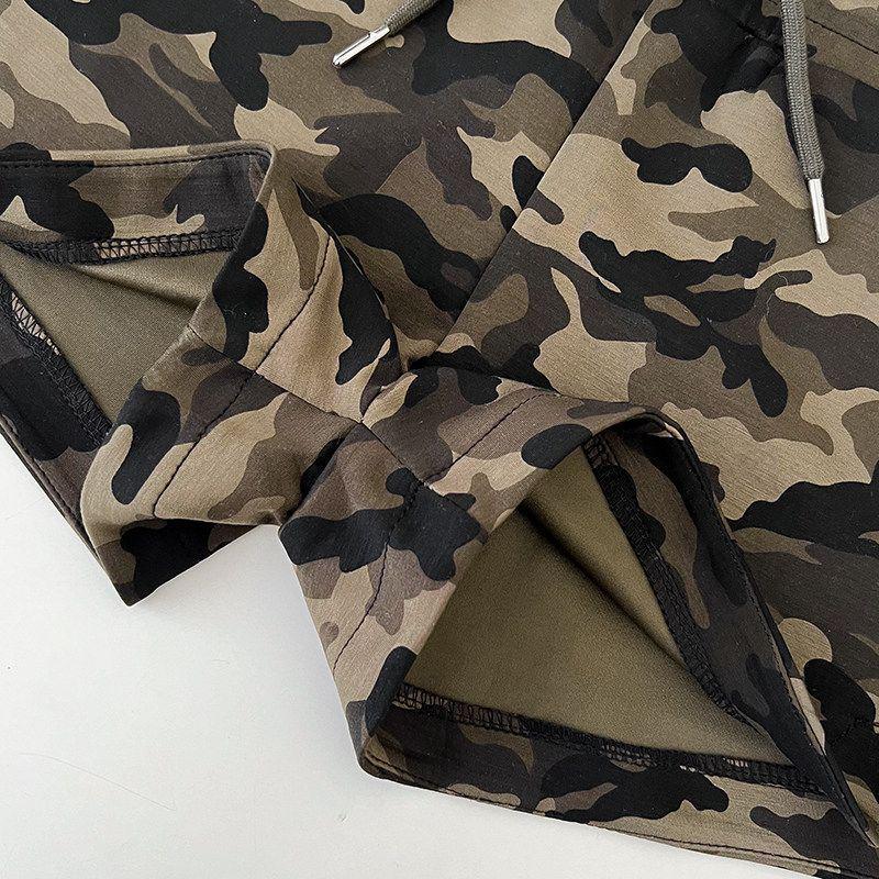 Pantaloncini Corti Caldi da Donna American Spicy Girl Camouflage Coulisse Vita Elastica Gamba Larga Linea A