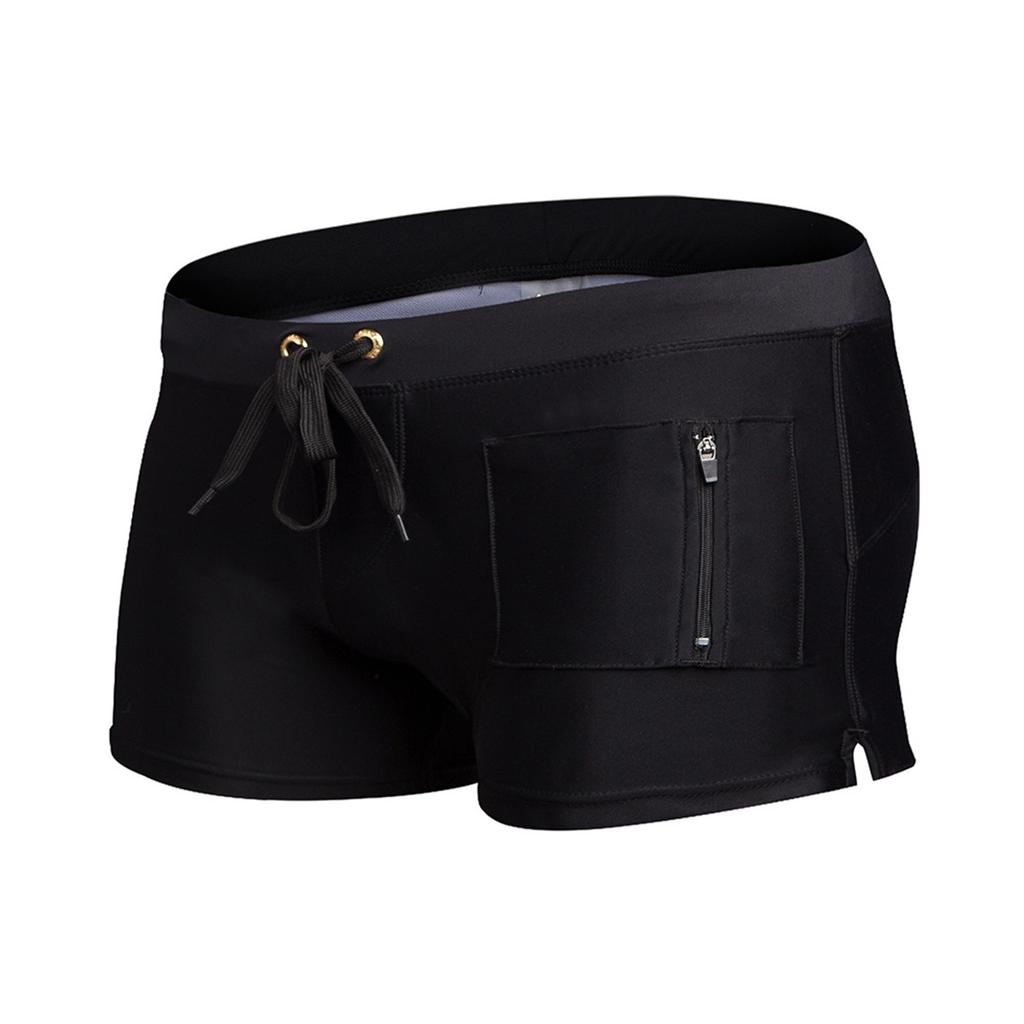 Herrbadbyxor Herrbadbyxor Mode Baddräkt Bakficka Dragkedjedesign Strandbadbyxor Boxershorts