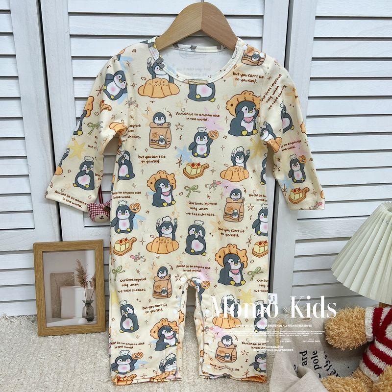 Cute Cartoon Penguin Full-Print Super Soft Stretch Cotton Romper for Export Trade, 2025 New Model, Comfortable Taiyaki Penguin 73