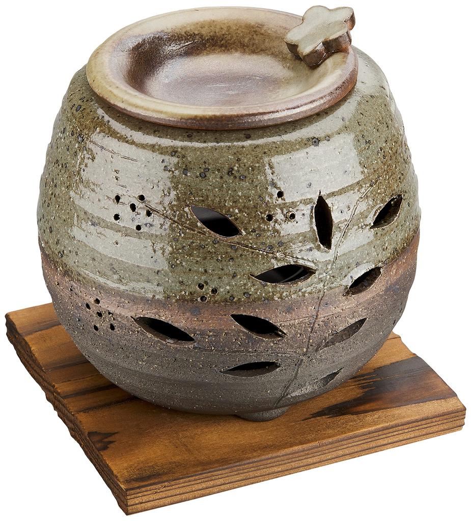 Yamashita Kogei Tokoname Ware Stone Dragon Green Gray Glaze Flower Tea Incense Burner with Plate, 10.5 X 11 X 11 Cm, 13045750