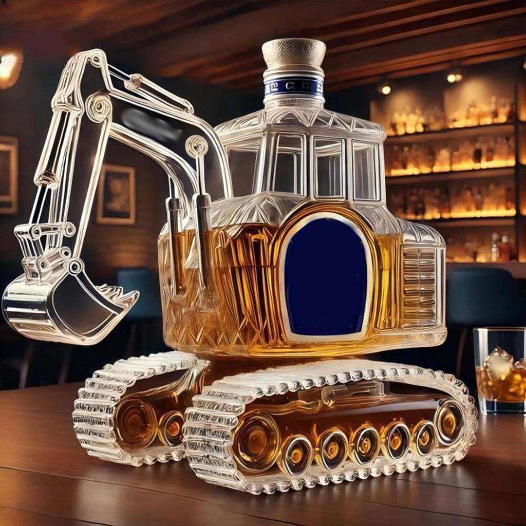 Bottiglia di Vino, Design Accattivante, 350ml, Caraffa per Whiskey a Forma di Escavatore Novità, Caraffa Bicchiere per Whiskey a Forma di Escavatore, Versamento Facile e Preciso