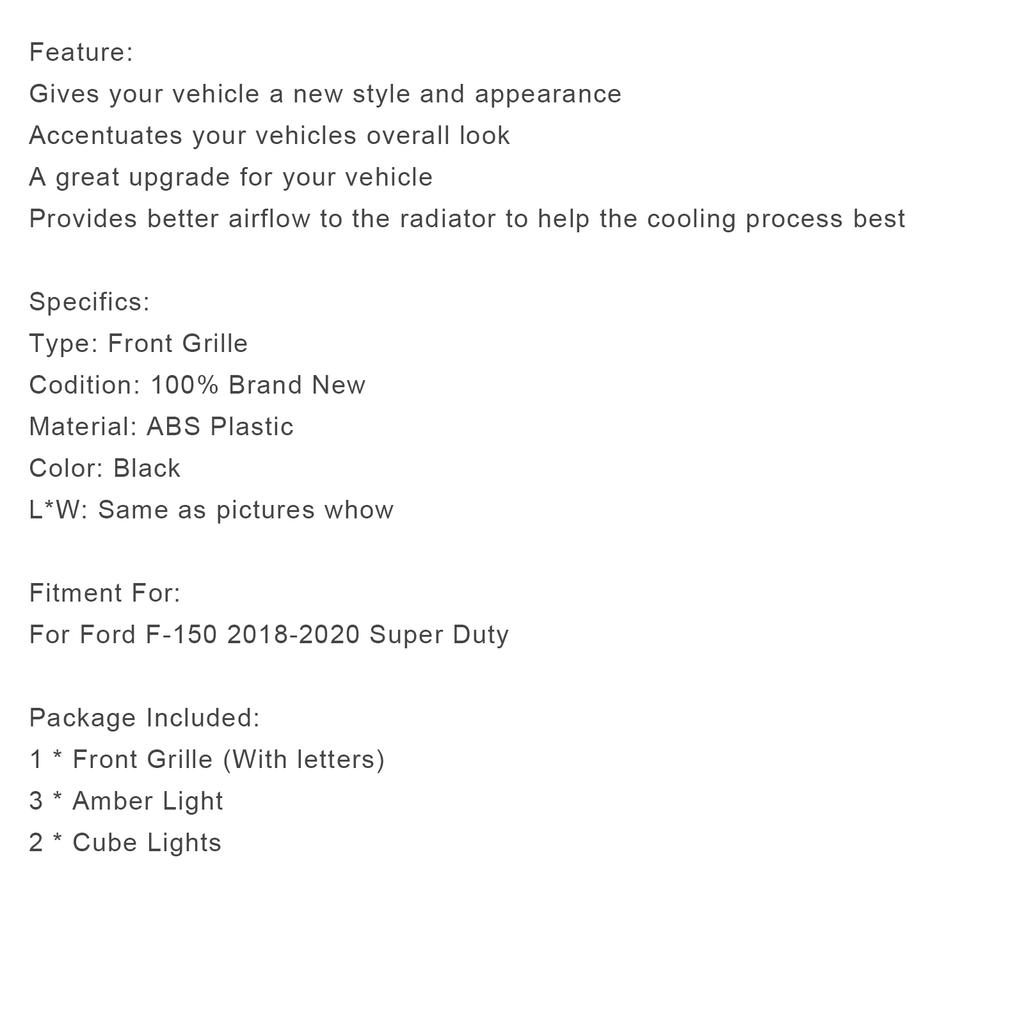 Front Bumper Grill Grille W/ LED Fit Ford F150 2018-2020 Super Duty