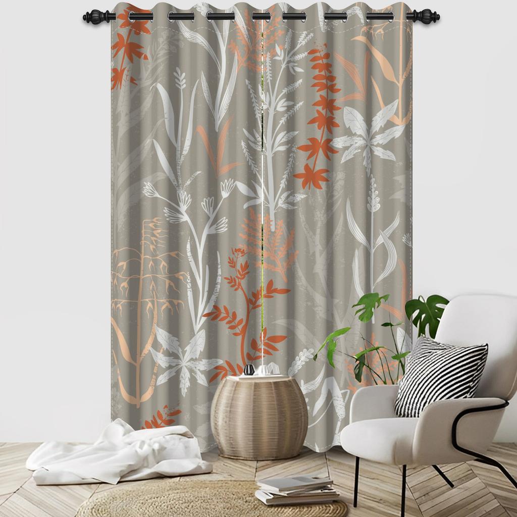 Set Of 2 Botanical Leaf Pattern Curtain Tropical Floral Design Living Room Bedroom Window Hotel Home Textile Drapes Light Blocking For Sitting Made