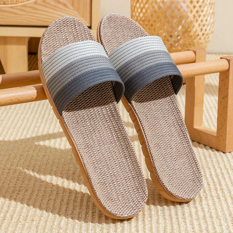 Unisex Thick-Bottom Rattan Straw Linen Slippers for All Seasons