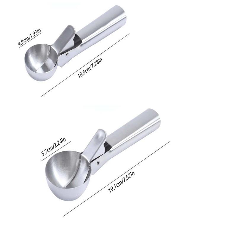Ice Cream Scoop Set with Release Trigger Ideal for Ice Cream Frozen Yogurt Fruit and Sundaes Includes Small and Large Scoops