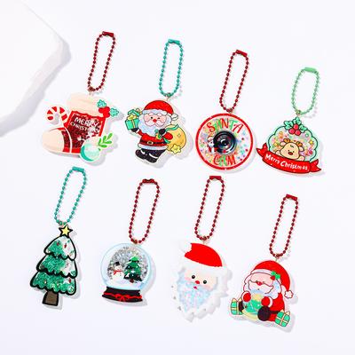Christmas Limited Acrylic Shaking Sand Santa Elk Christmas Tree Style Bead Chain Keychain