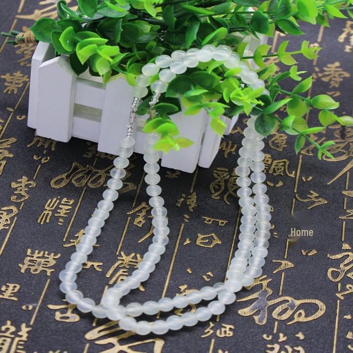 Natural Xiuyan Jade Necklace & Multi-Strand Buddhist Beads Bracelet Set