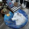 White Wolf Round Area Rug,Carpet Rug for Living Room Bedroom Sofa Playroom Decor,Non-slip Floor Mat