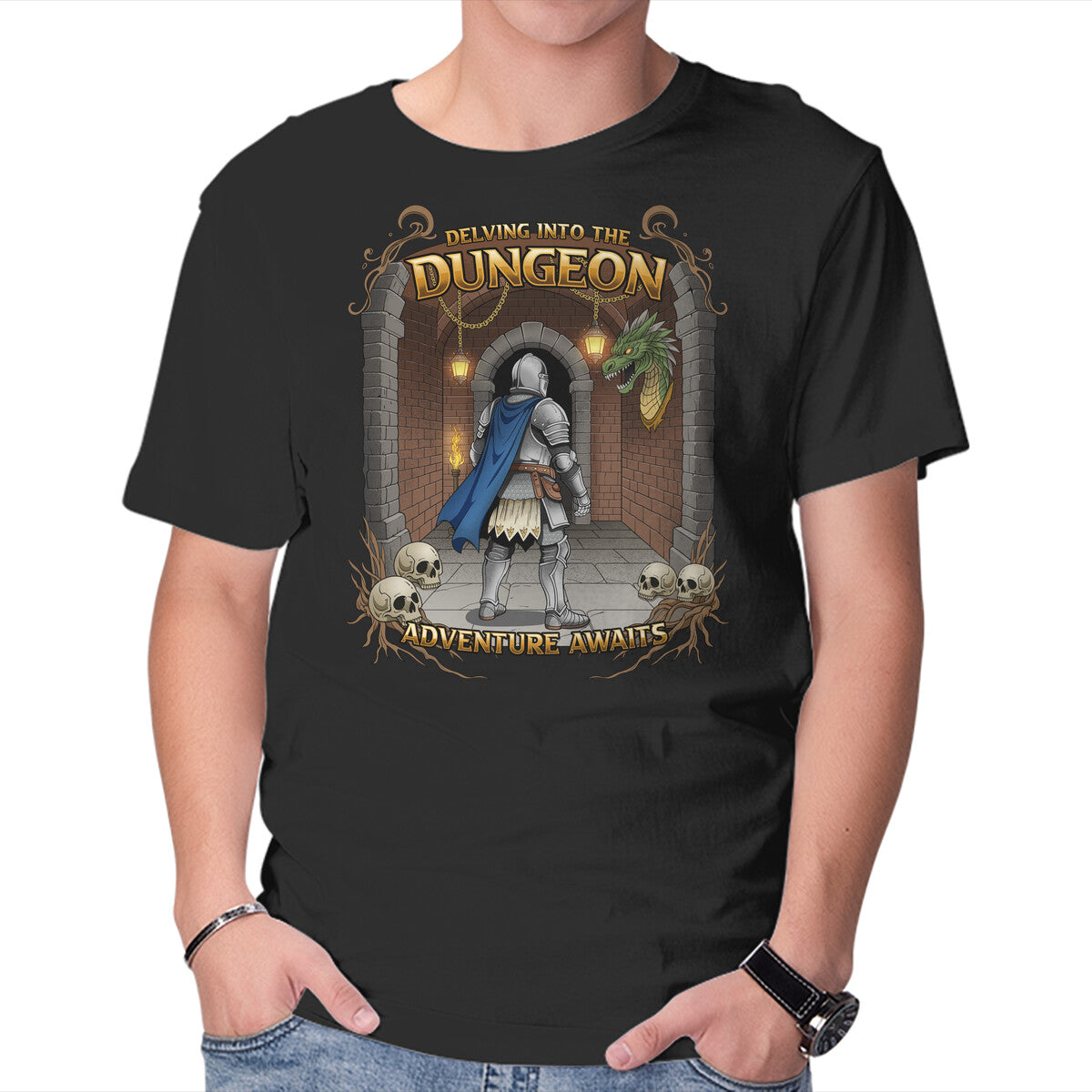 Unisex Crew Neck T-Shirt Delving The Dungeon Graphic Short Sleeve Casual Tee XXXL